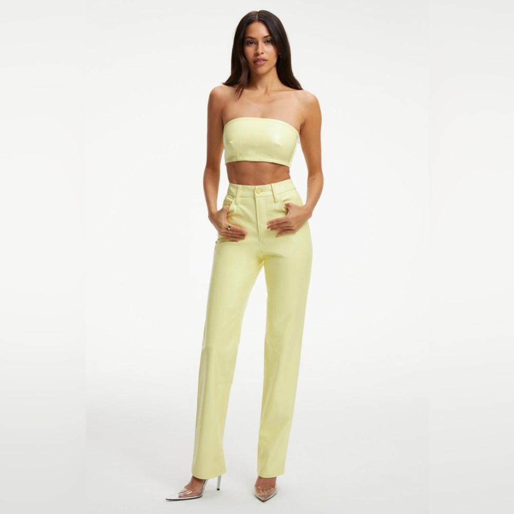 Good American Faux Leather Bandeau & Good Icon Pants Set